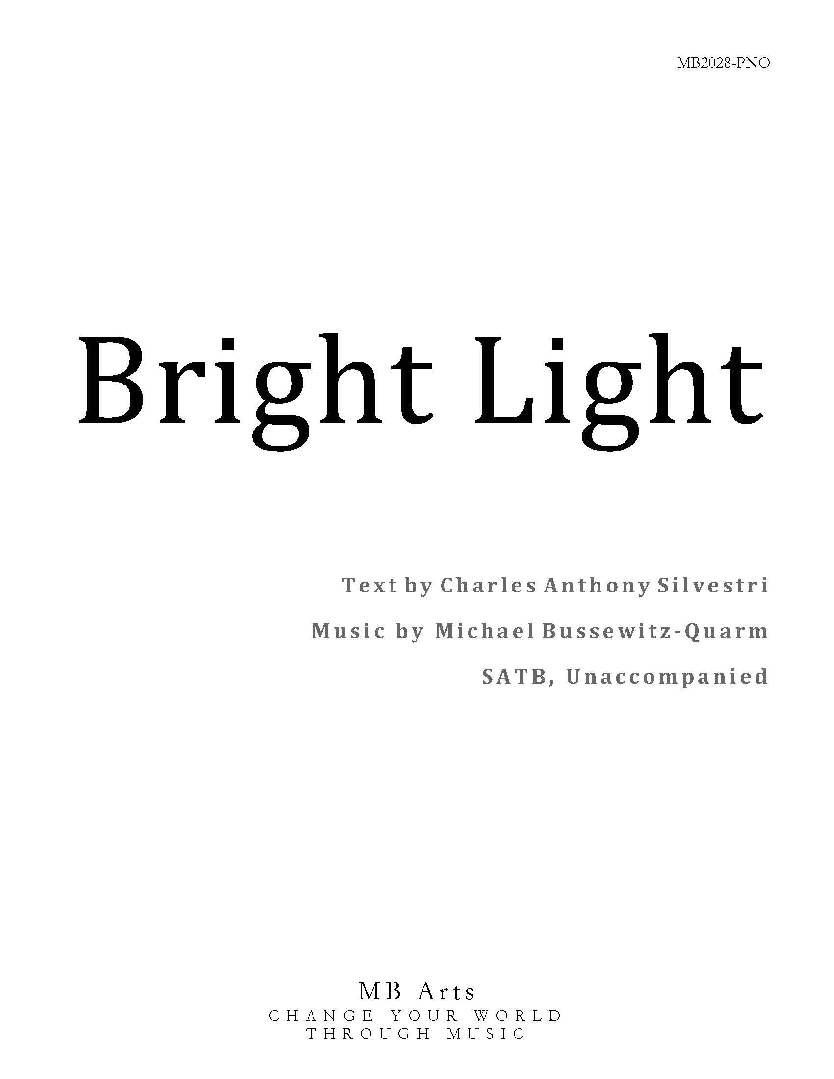 Bright Light community sheet music cover